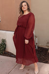 Simple And Pleated Dress in Rust