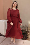 Simple And Pleated Dress in Rust