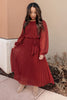 Simple And Pleated Dress in Rust