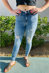Piper - Judy Blue Mid-Rise Skinny Destroyed Hem