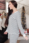 Snuggle in Stripes Pajama Top in White/Black