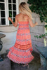 Stripes In Bloom Dress in Coral