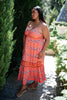 Stripes In Bloom Dress in Coral