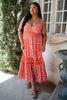 Stripes In Bloom Dress in Coral