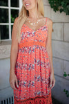 Stripes In Bloom Dress in Coral