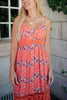 Stripes In Bloom Dress in Coral