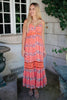 Stripes In Bloom Dress in Coral