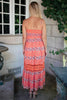 Stripes In Bloom Dress in Coral