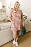Stripes T-Shirt Dress In Rose
