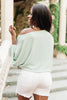 Summer Off My Shoulder, Off My Mind Blouse in Sage