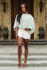 Summer Off My Shoulder, Off My Mind Blouse in Sage