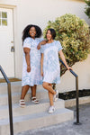 Swirl Tie Dye Dress In Aqua