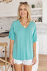 Top Stitch V-Neck In Aqua