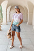 Tie Dye Color Block Tee In Lavender & Aqua