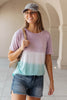 Tie Dye Color Block Tee In Lavender & Aqua