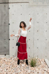 Tiered & Tied Skirt In Wine