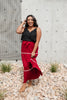 Tiered & Tied Skirt In Wine