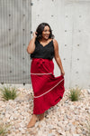 Tiered & Tied Skirt In Wine
