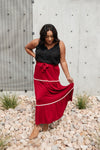 Tiered & Tied Skirt In Wine