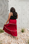 Tiered & Tied Skirt In Wine