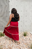 Tiered & Tied Skirt In Wine