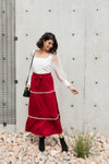 Tiered & Tied Skirt In Wine