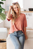 Top Stitch V-Neck In Dusty Rose