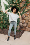 Tow The Line Striped Tee In Off White