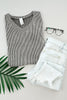 Two-Tone Ribbed V-Neck In Black