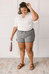 Varsity Stripes Bottoms in Charcoal