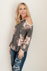 Waffle Meets Floral Top in Charcoal