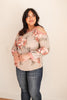 Waffle Meets Floral Top in Taupe
