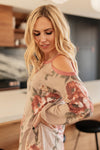 Waffle Meets Floral Top in Taupe