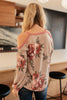 Waffle Meets Floral Top in Taupe