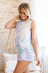 Watercolor Tie Dye Shorts In Lilac