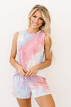 Watercolor Tie Dye Tank In Pink