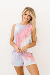 Watercolor Tie Dye Shorts In Pink
