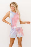 Watercolor Tie Dye Tank In Pink