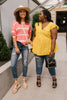 Wave of Stripes Top in Coral
