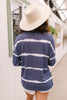 Wave of Stripes Top in Steel Blue