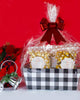 White and Black Plaid Gift Basket
