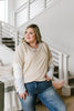 All Talk Ribbed Colorblock Top In Taupe