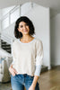 All Talk Ribbed Colorblock Top In Taupe