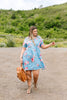 Be A Doll Floral Dress In Dusty Blue