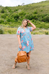 Be A Doll Floral Dress In Dusty Blue