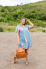 Be A Doll Floral Dress In Dusty Blue