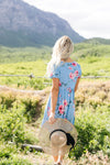 Be A Doll Floral Dress In Dusty Blue