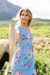 Be A Doll Floral Dress In Dusty Blue