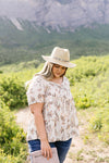 Bliss Swiss Dot Floral Top In Ivory