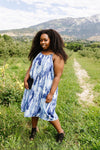 Blue Fern Tie Dye Halter Dress